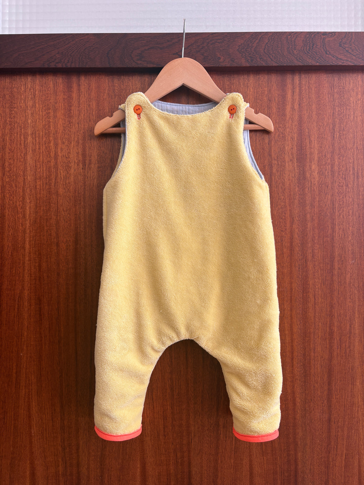 Salopette reversible Peertjes mousseline/gele badstof
