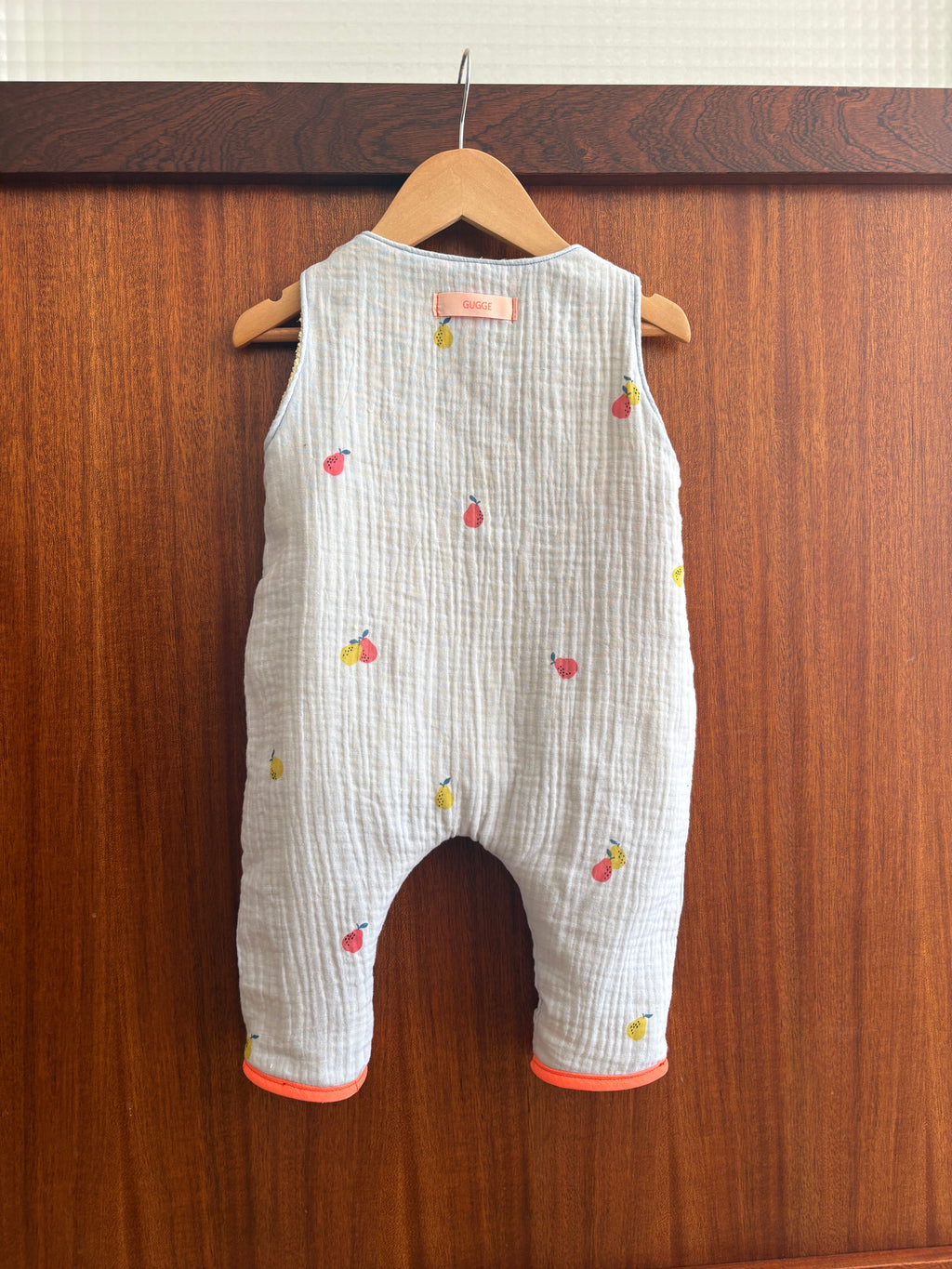 Salopette reversible Peertjes mousseline/gele badstof