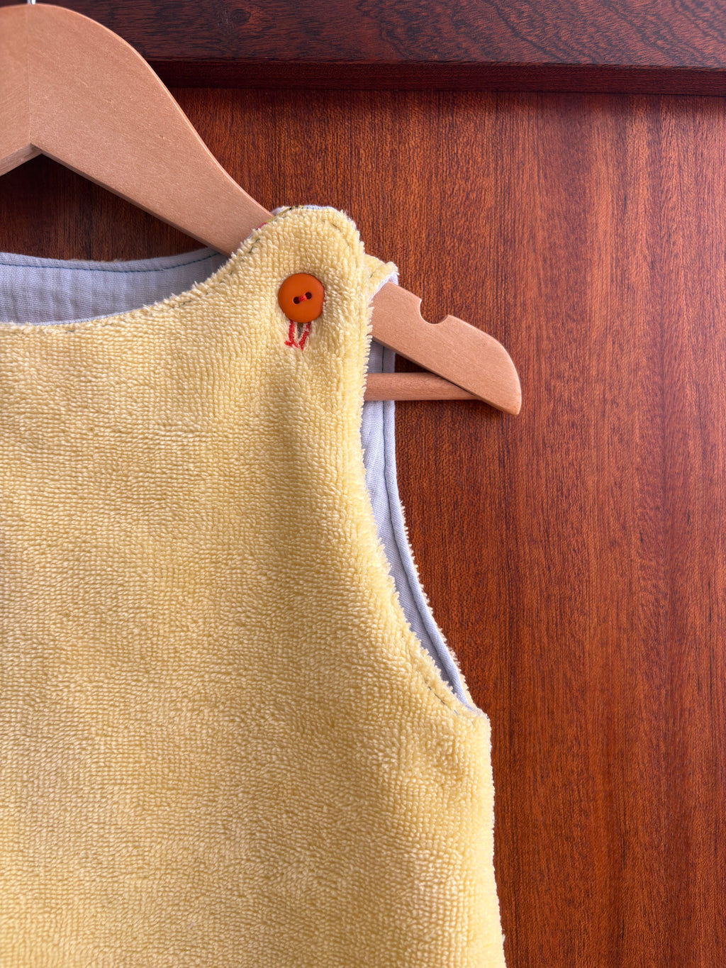 Salopette reversible Peertjes mousseline/gele badstof