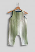 Salopette van groen gestreept denim