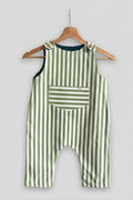 Salopette van groen gestreept denim